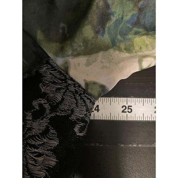 Vintage Studio VK Kimono Womens XL Black Green Open Front Boho Floral Velvet USA - Picture 6 of 8